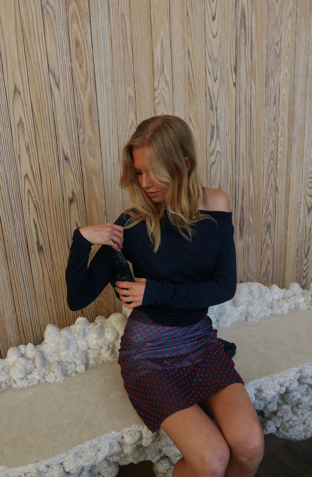 Narae Long Sleeve Top in Navy