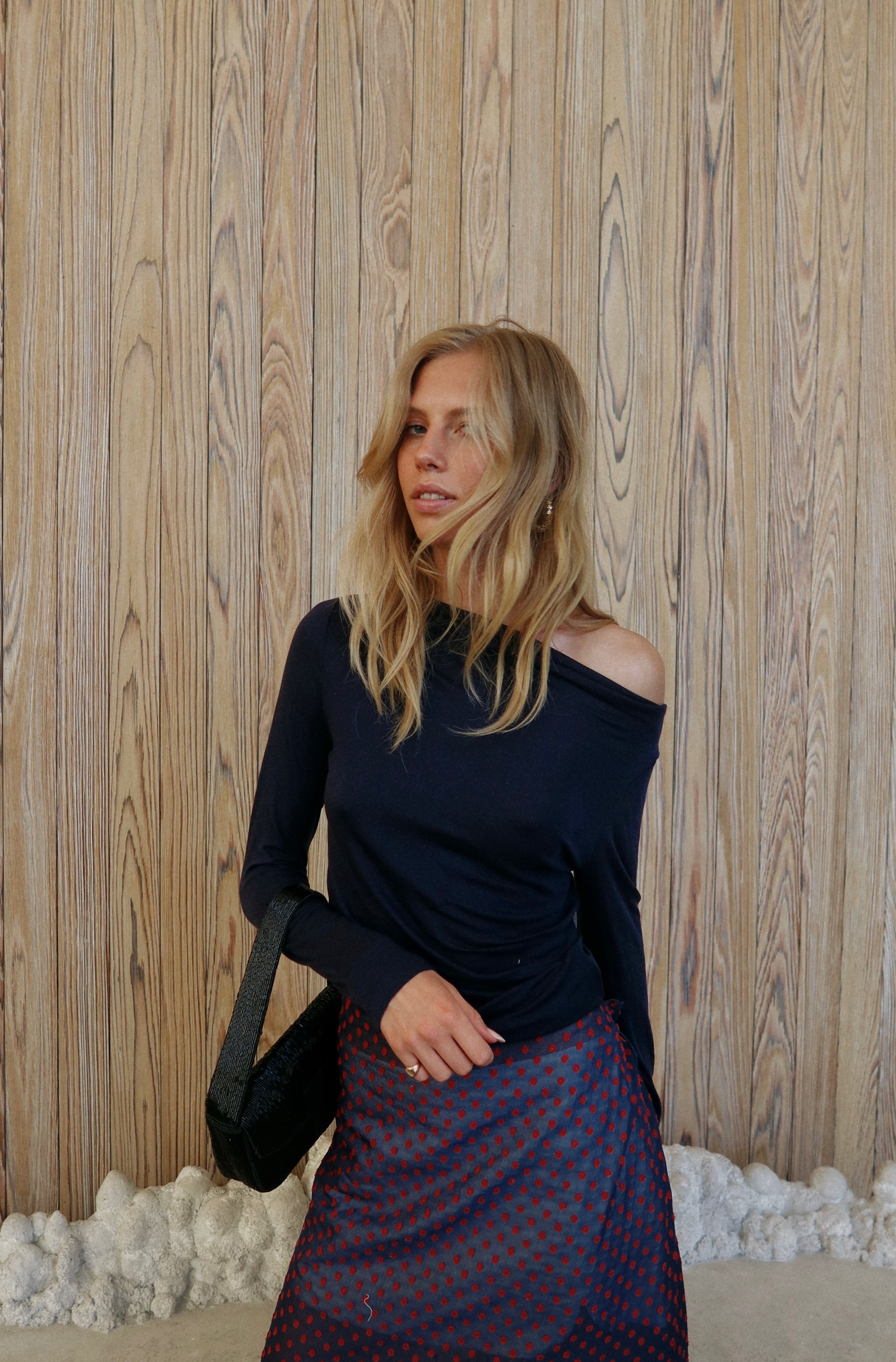 Narae Long Sleeve Top in Navy