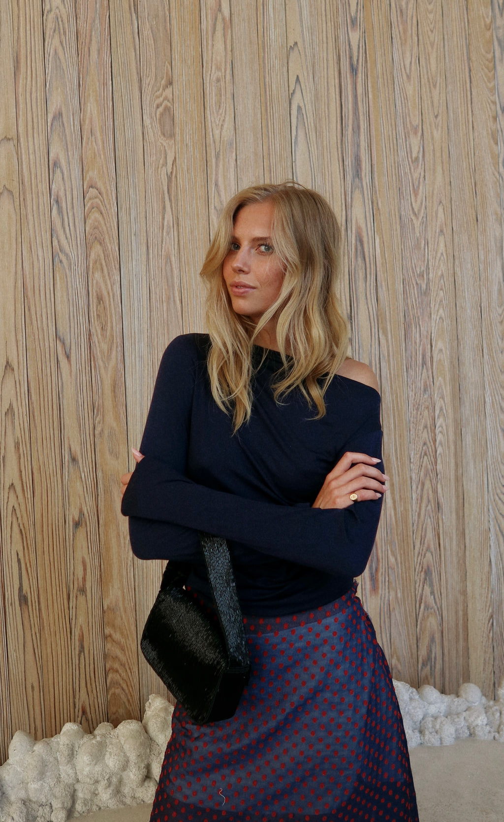 Narae Long Sleeve Top in Navy