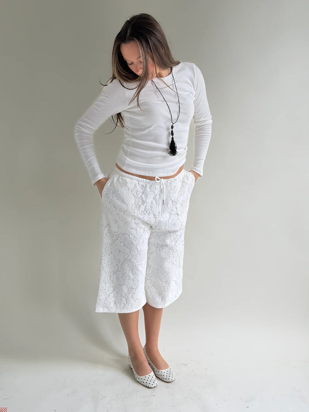 Lace Capri White