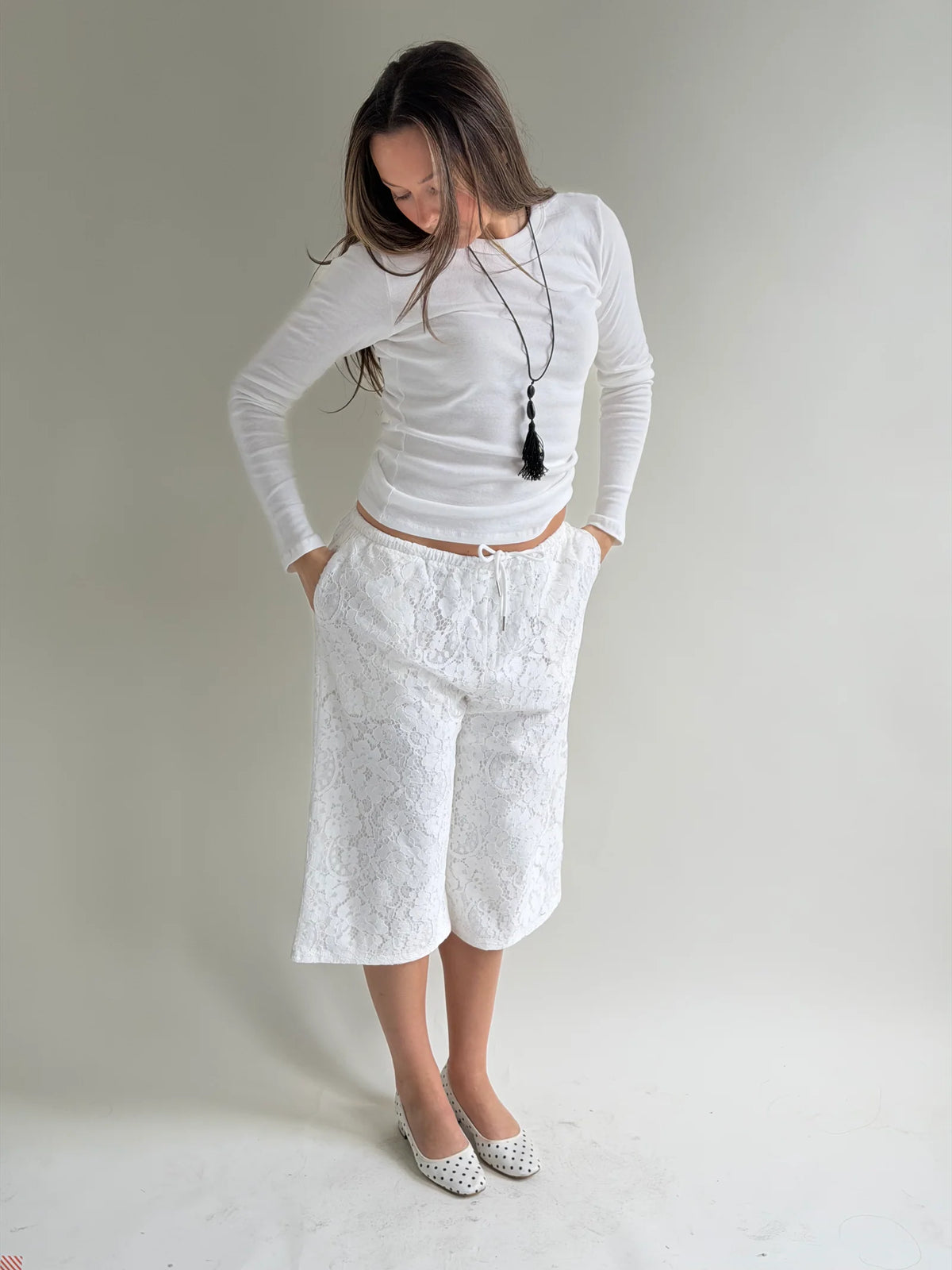 Lace Capri White