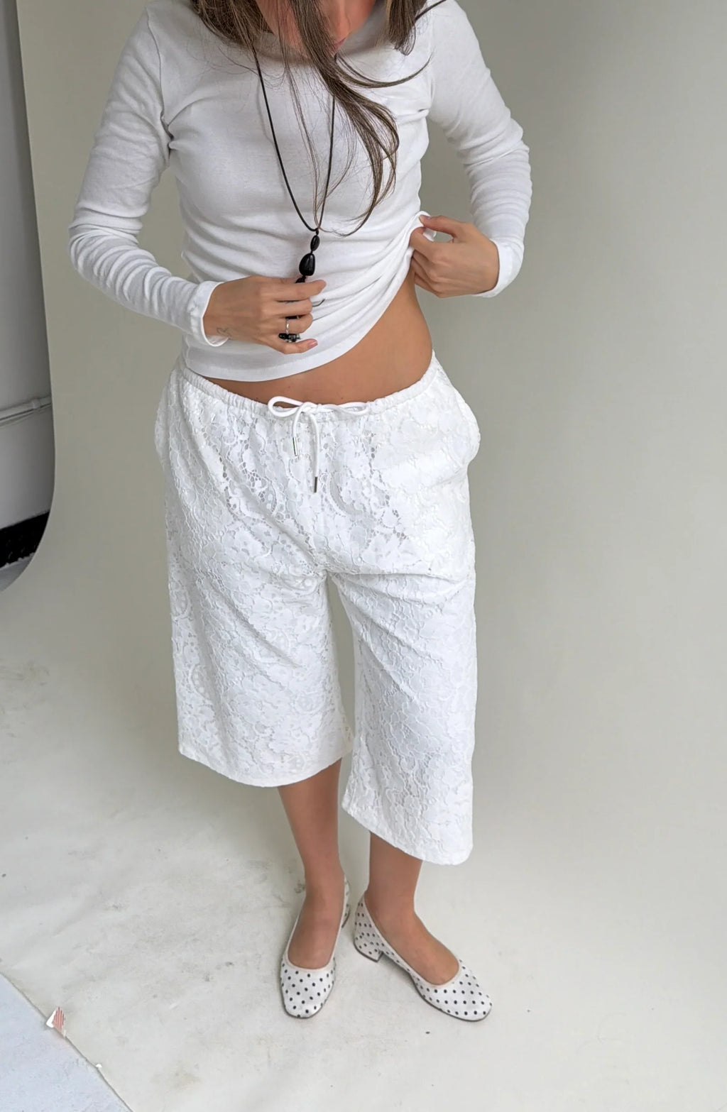 Lace Capri White