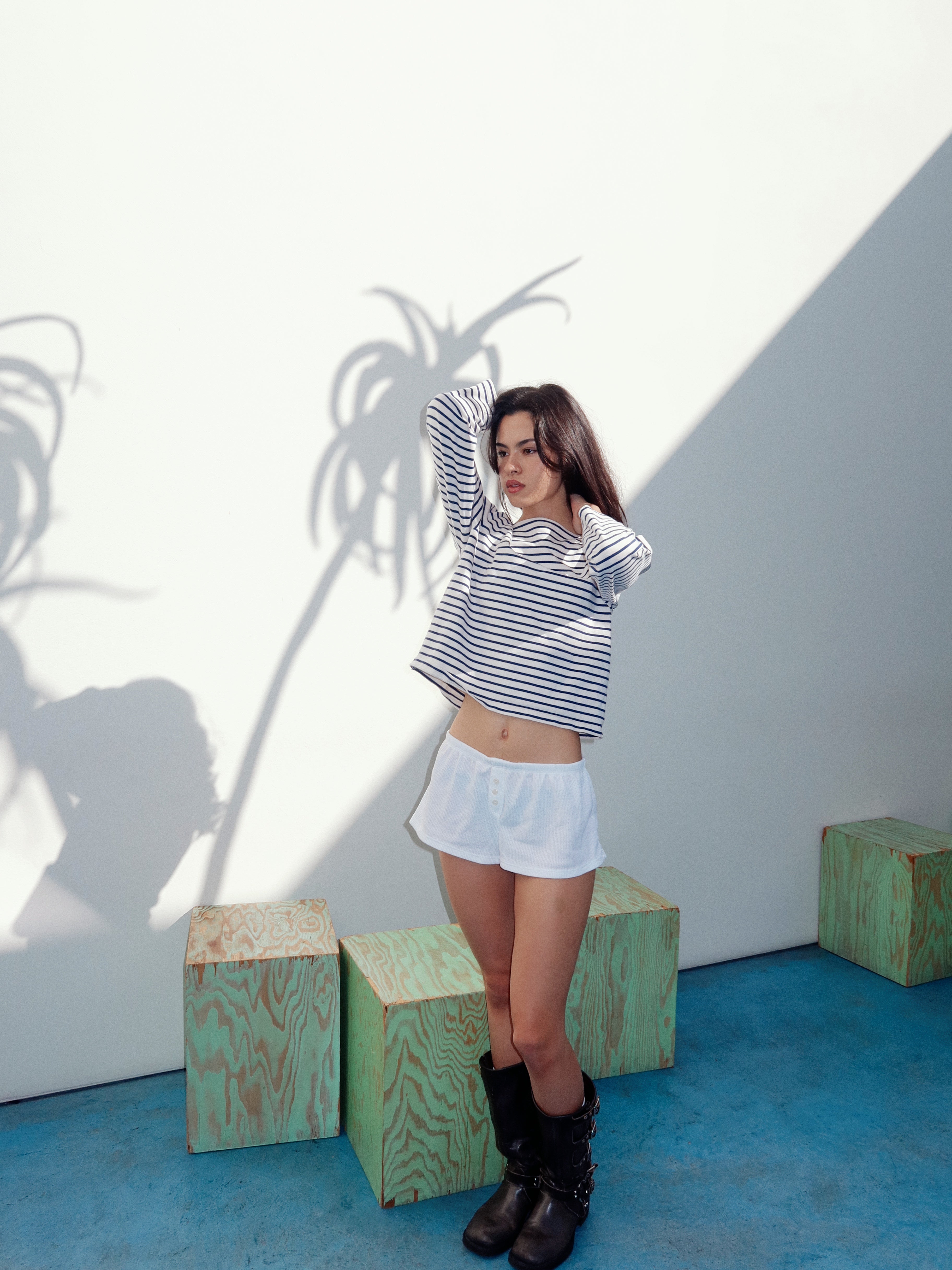 Hannah Shorts - White Waffle