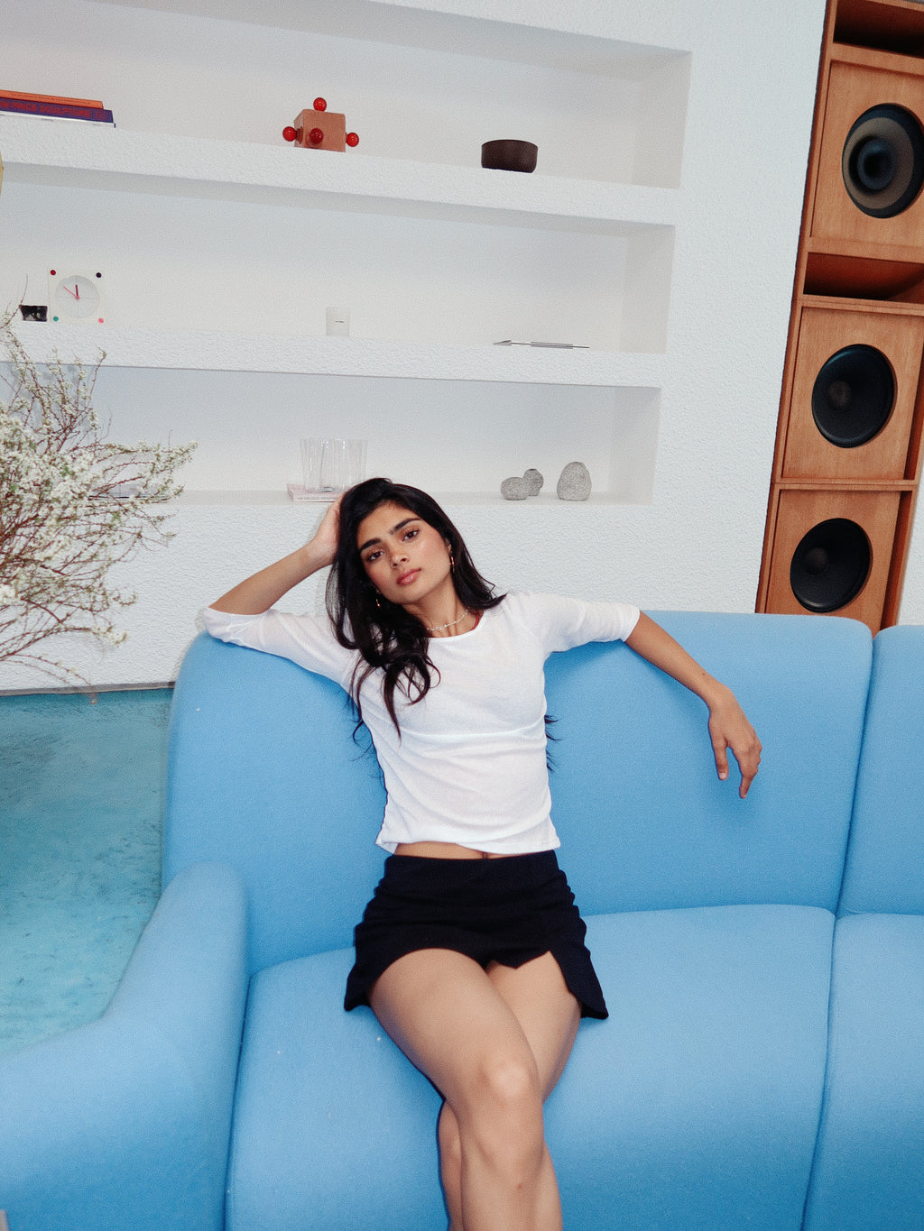 Olivia Top - White Pointelle