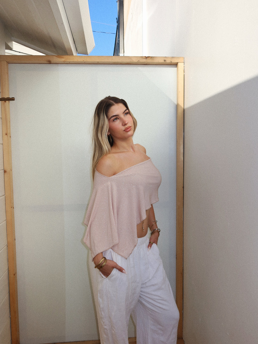 Sparkle Crop Mesh Poncho