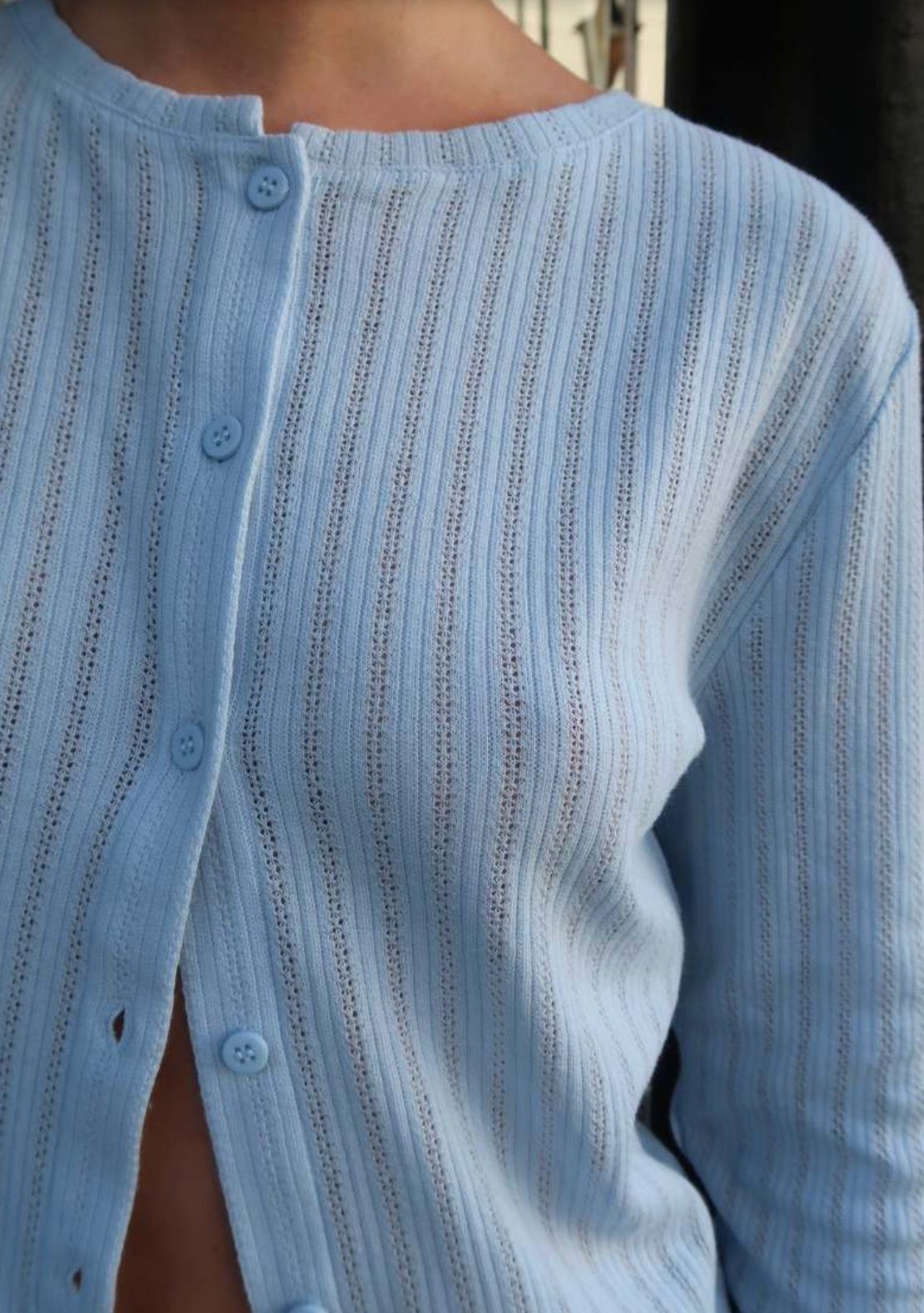 Blue Pointelle Cardigan