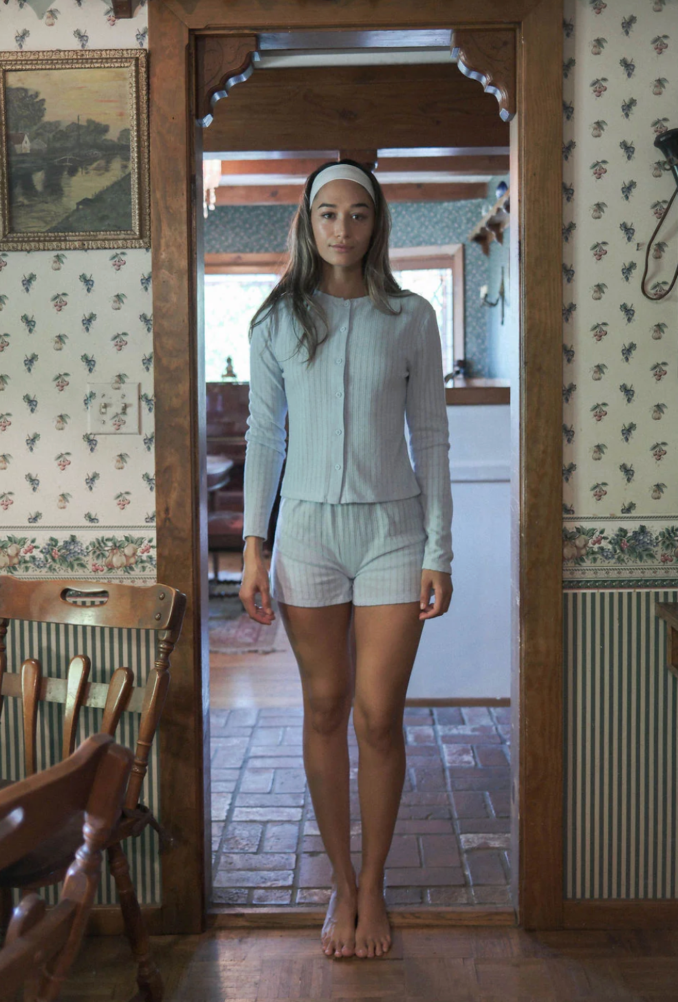 Blue Pointelle Cardigan