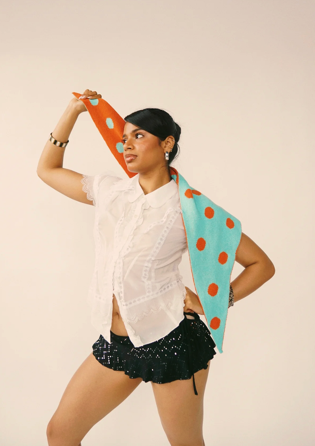 The Chakr Scarf in Terracotta & Teal