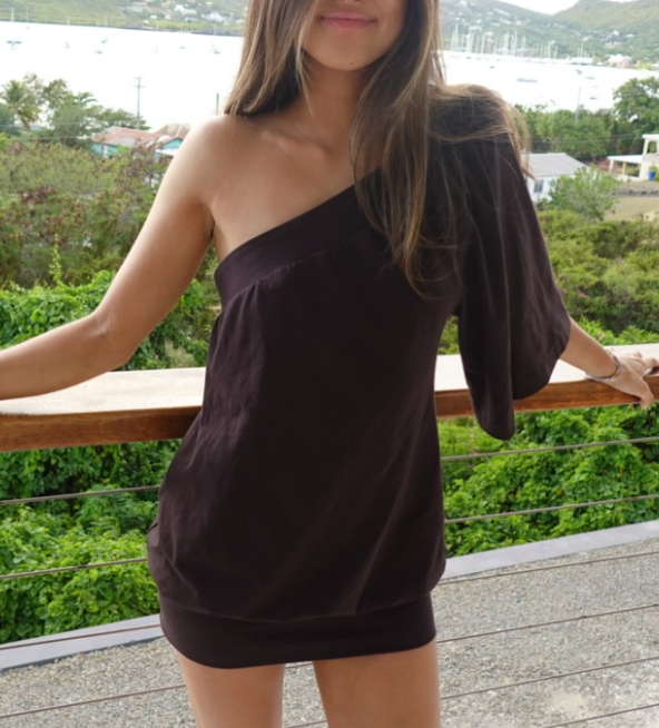 Asymmetric Drop Waist Cotton Mini Dress